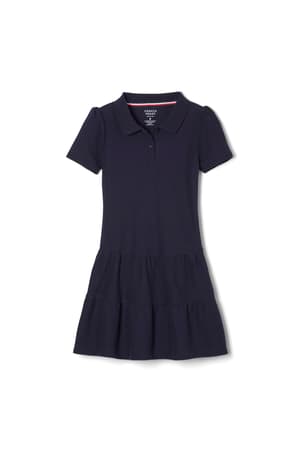 front view of  Ruffled Pique Polo Dress