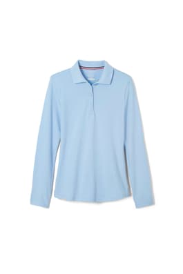 front view of  5-Pack Long Sleeve Fitted Stretch Pique Polo (Feminine Fit)