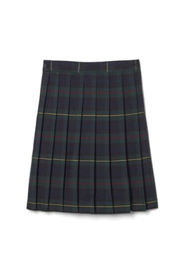 back view of  At The Knee Plaid Pleated Skirt - FINAL SALE