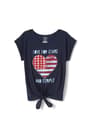 front view of  Tie Front Americana Graphic Tee opens large image - 1 of 2