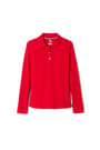 Complete front view of 5-Pack Long Sleeve Fitted Interlock Polo with Picot Collar (Feminine Fit) opens large image - 3 of 5