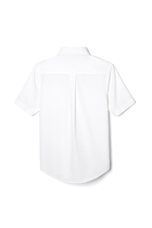 back view of  Short Sleeve Dress Shirt with Expandable Collar