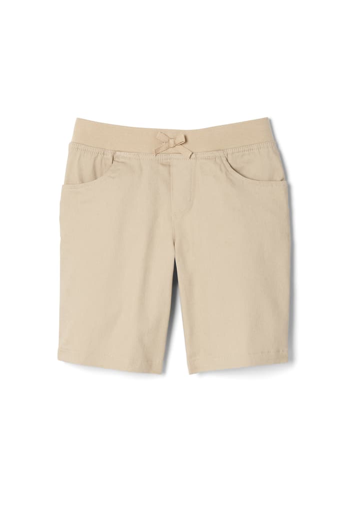 Front view of Pull-On Stretch Twill Short with Knit Waistband 