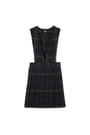 front view of  V-Neck Pleated Plaid Jumper - FINAL SALE - 1 of 2