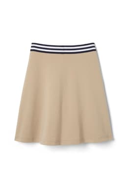 back view of  Pull-On Stretch Ponte Skort with Striped Elastic Waistband