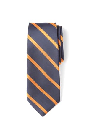 front view of  Navy with Orange Stripes 58" Tie