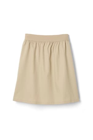 back view of  Pull-On Twill Skort with Striped Bow