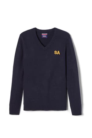 front view of  Pullover V-Neck Sweater with Success Academy Logo
