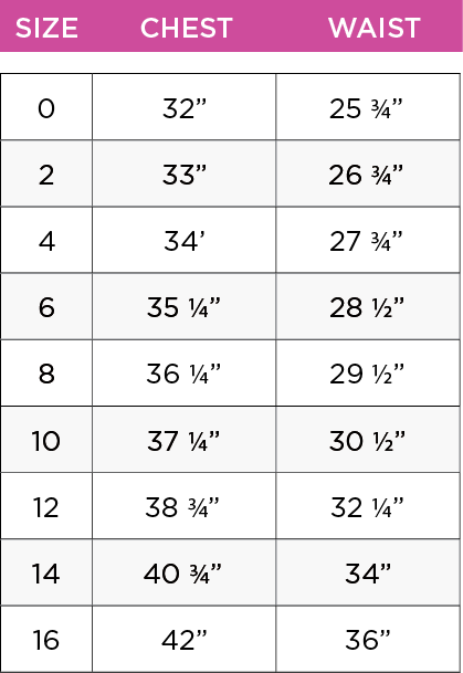 Girls Clothing Size Charts - French Toast