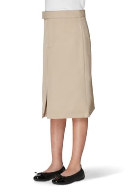 front on figure view of  Below The Knee Kick Pleat Skirt