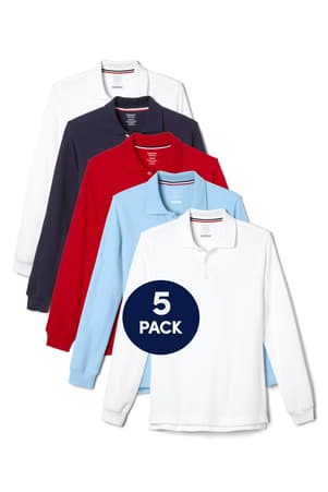 Long sleeve pique polos. 5 pack of  5-Pack Long Sleeve Piqué Polo