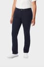Front view of young woman wearing navy French Toast straight fit stretch twill pant, showing button waistband and straight leg. of  Girls' Straight Fit Stretch Twill Pant opens large image - 5 of 5
