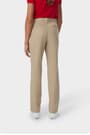 Girl wearing khaki French Toast straight fit stretch twill pant, back view showcasing belt loops and slash pockets. of  Girls' Straight Fit Stretch Twill Pant opens large image - 4 of 5