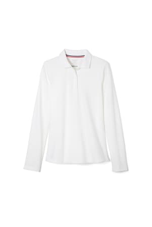 front view of  5-Pack Long Sleeve Fitted Stretch Pique Polo (Feminine Fit)