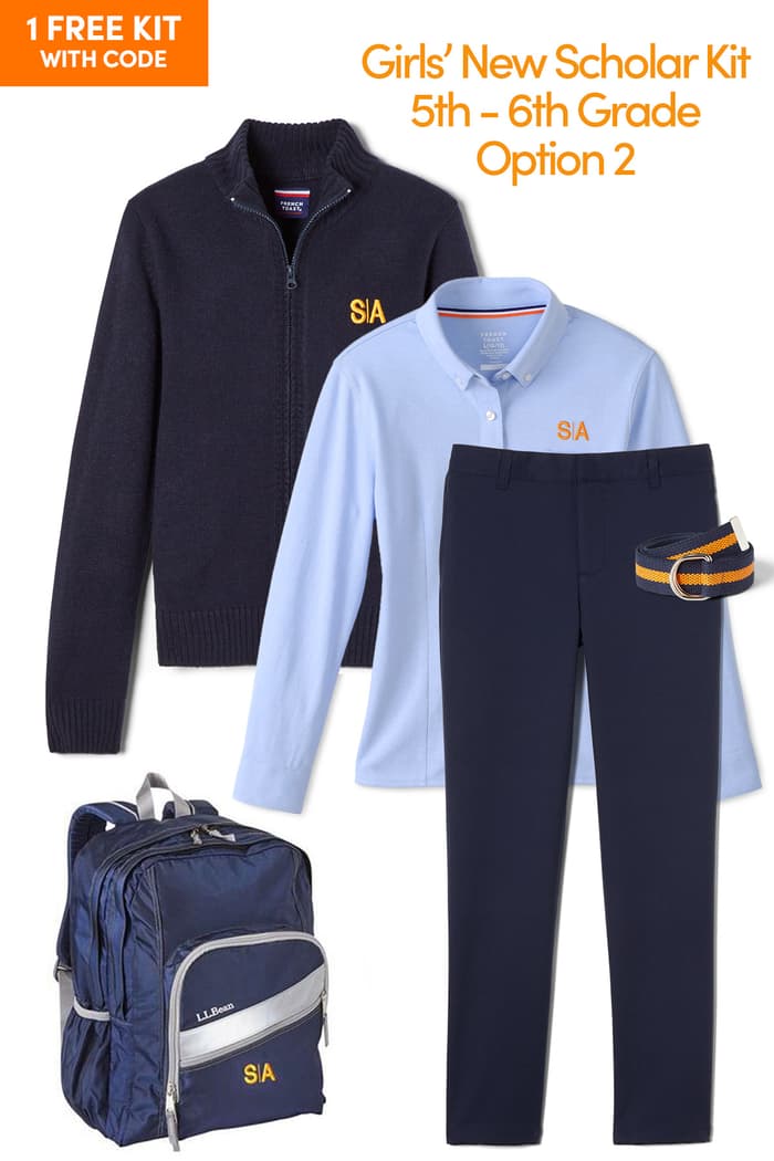 Front view of girls' new scholar kit 5th to 6th grade option 2 items laid out side by side of  Girls' New Scholar Kit 5th to 6th Grade Option 2 (One FREE kit w/code)