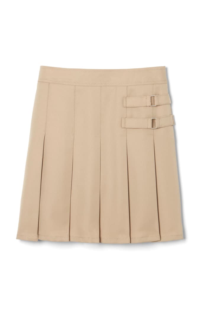 Shop Buckle tab stretch cotton twill pleated shorts