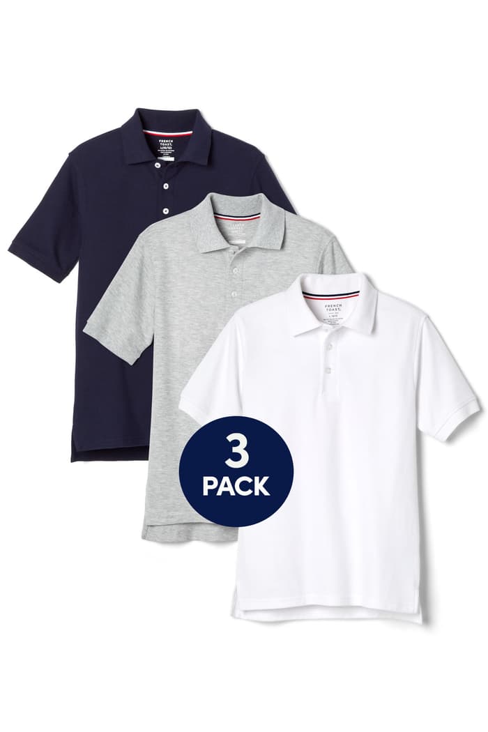 Front view of 3-Pack Short Sleeve Pique Polo 