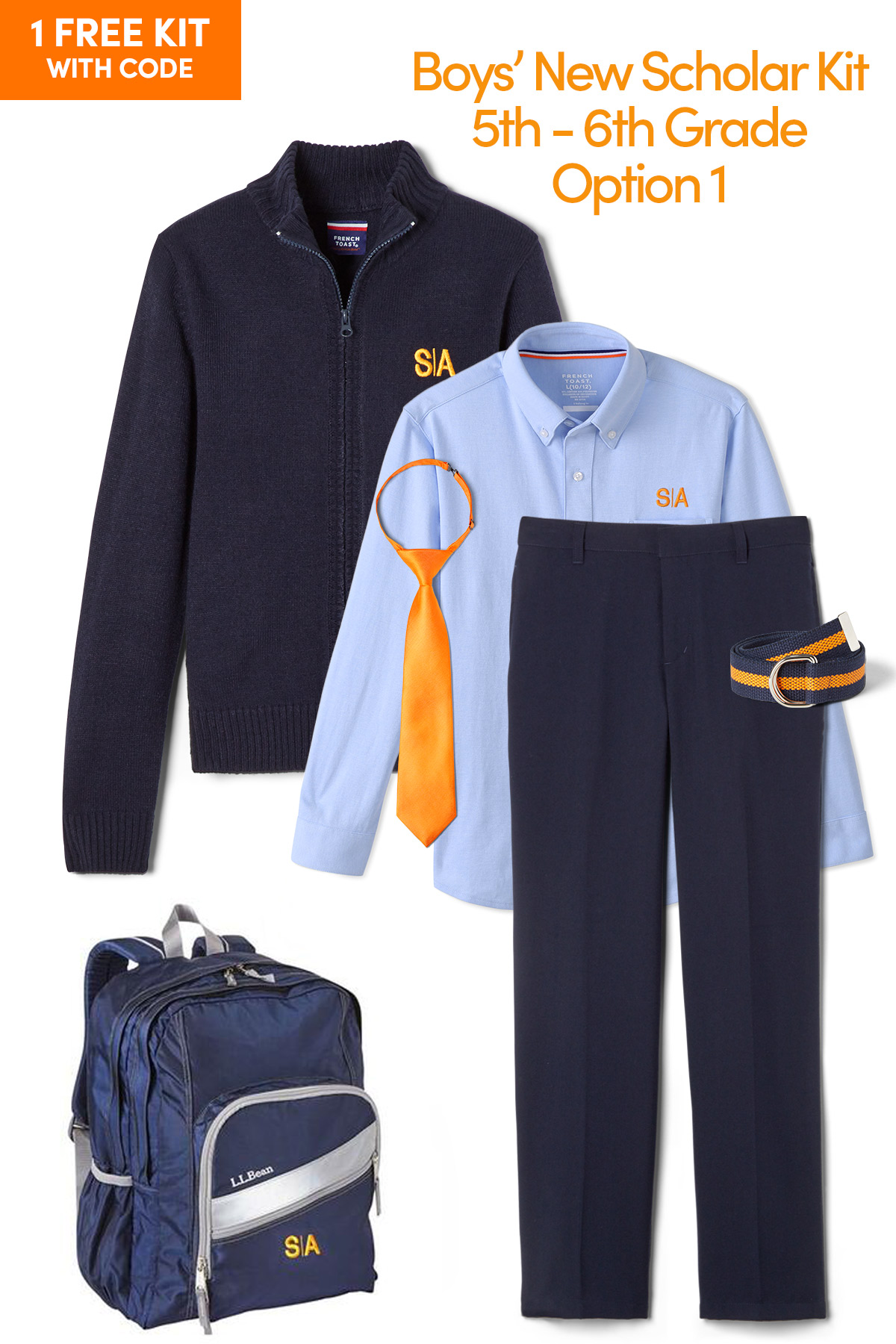 Product Image with Product code BSA4,name  Boys' New Scholar Kit 5th to 6th Grade Option 1 (One FREE kit w/code)  