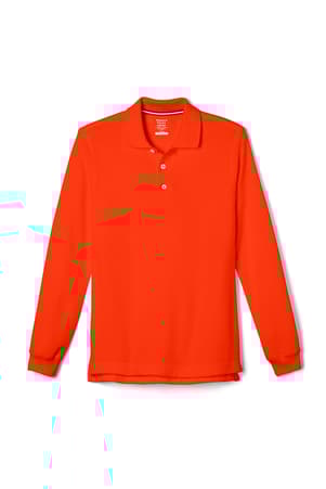 front view of  Long Sleeve Pique Polo - FINAL SALE