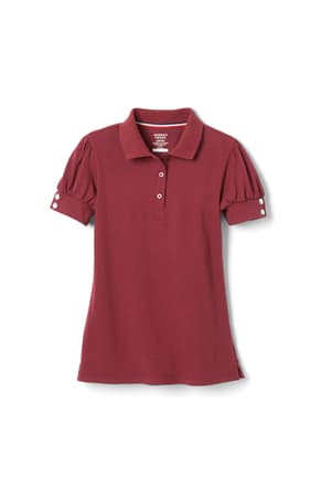 front view of  Short Sleeve Jersey Polo with Rhinestone Buttons