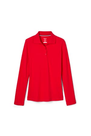 front view of  5-Pack Long Sleeve Fitted Stretch Pique Polo (Feminine Fit)