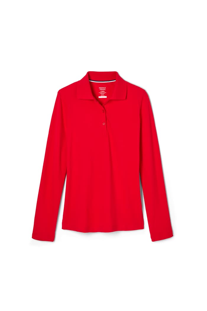 Front view of Long Sleeve Fitted Stretch Pique Polo (Feminine Fit) 