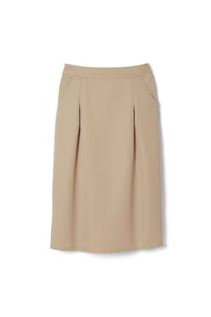 front view of  Adjustable Waist Front Pleat Calf Length Skirt