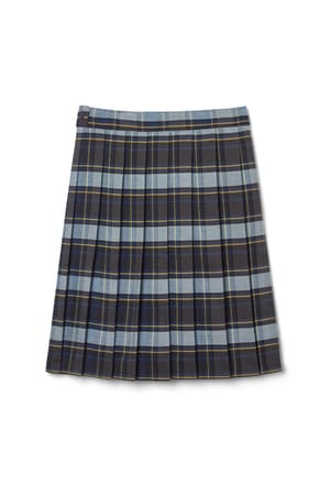 back view of  At The Knee Plaid Pleated Skirt - FINAL SALE