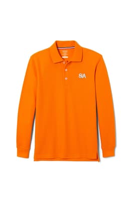 front view of  Co-Ed Long Sleeve Pique Polo with Success Academy Logo