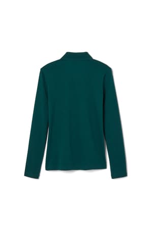 back view of  Long Sleeve Fitted Interlock Polo with Picot Collar (Feminine Fit)