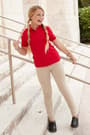Girl in short sleeve polo shirt of  Short Sleeve Fitted Interlock Polo with Picot Collar (Feminine Fit) - 4 of 4
