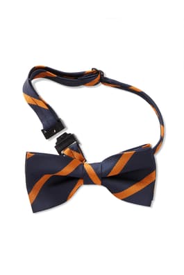 detail view of break-away closure of  NEW Navy with Orange Stripes Adjustable Bow Tie