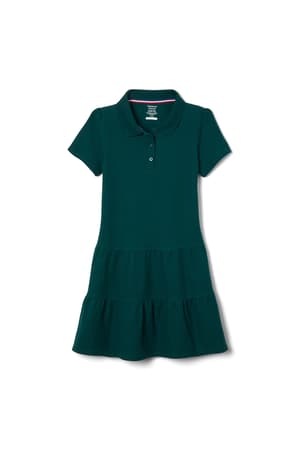 front view of  Short Sleeve Ruffle Piqué Polo Dress