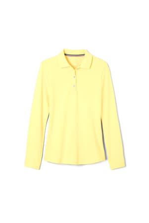 front view of  Long Sleeve Fitted Stretch Pique Polo (Feminine Fit) - FINAL SALE