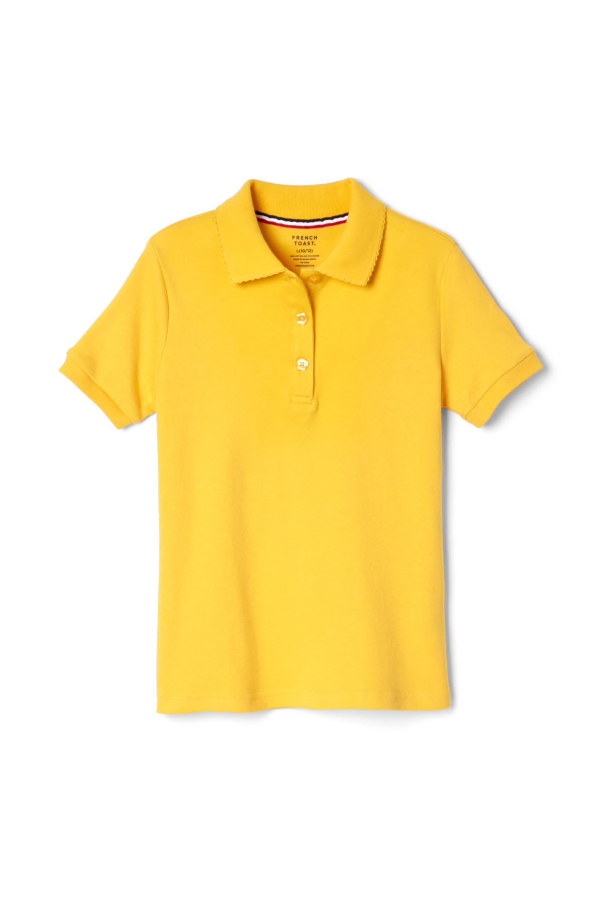 Girls Short Sleeve Interlock Polo with Picot Collar French Toast