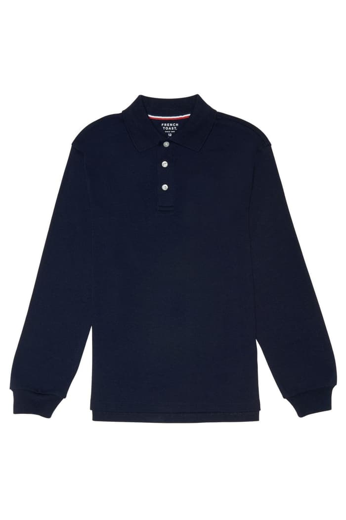 Front view of Long Sleeve Interlock Polo 