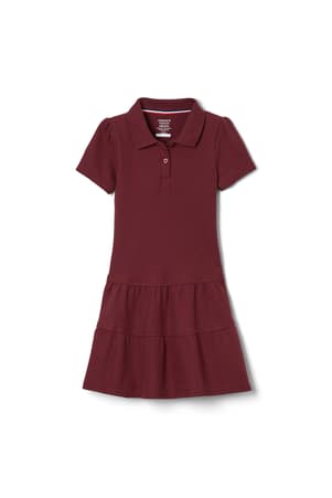 front view of  Short Sleeve Ruffle Piqué Polo Dress