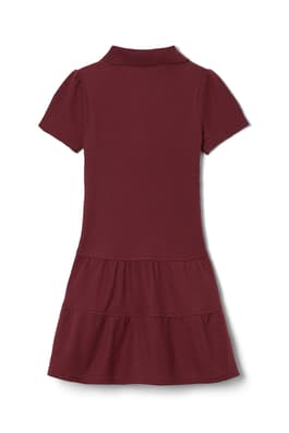 back view of  Short Sleeve Ruffle Piqué Polo Dress