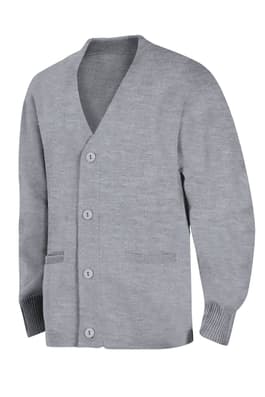 Front view of v-neck sweater cardigan