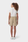 Back view of girl wearing khaki French Toast pull-in twill short, showcasing elastic waist and non-functional flap pockets. of  Girls' Pull-On Twill Short opens large image - 4 of 4
