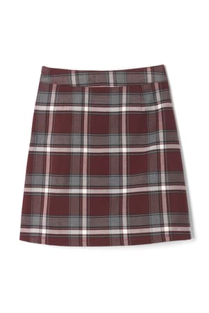 back view of  Plaid Pleated Two-Tab Skort