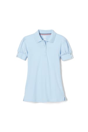 front view of  Short Sleeve Jersey Polo with Rhinestone Buttons