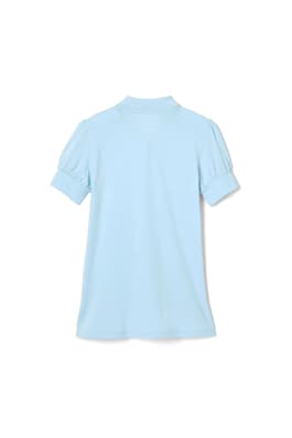 back view of  Short Sleeve Jersey Polo with Rhinestone Buttons - FINAL SALE