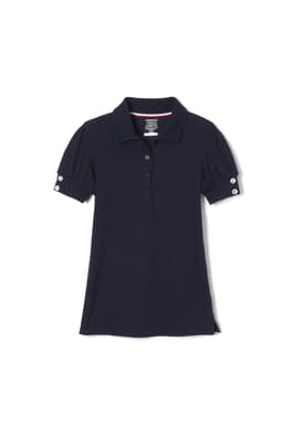 front view of  Short Sleeve Jersey Polo with Rhinestone Buttons - FINAL SALE