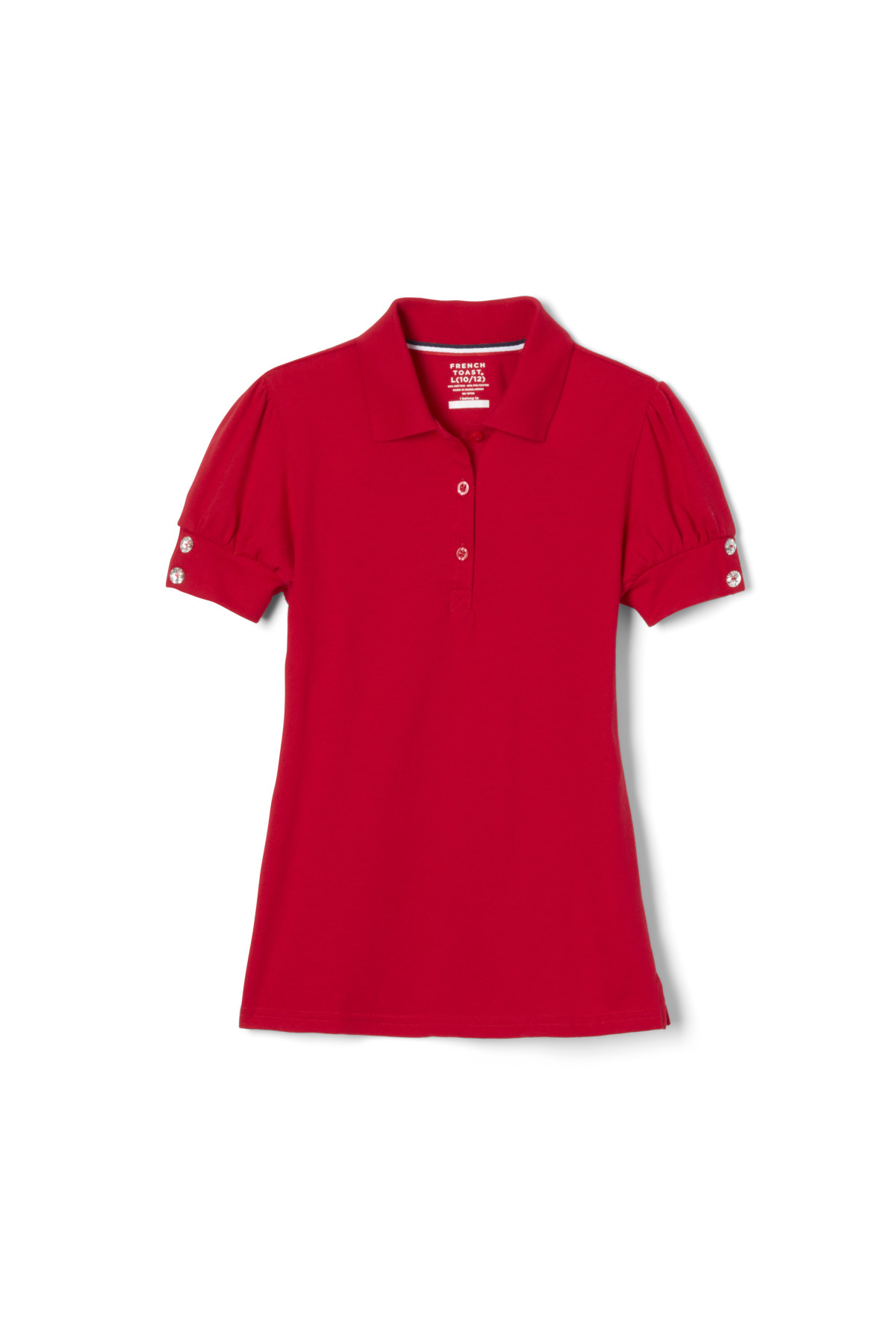 French Toast Girls Puff Sleeve Double Button Polo