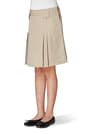 Complete front view of Above The Knee Front Pleated Skirt with Tabs opens large image - 3 of 4