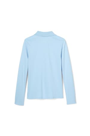 back view of  Long Sleeve Fitted Interlock Polo with Picot Collar (Feminine Fit)