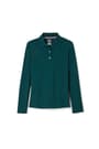 Front view of Long Sleeve Fitted Interlock Polo with Picot Collar (Feminine Fit) opens large image - 1 of 1
