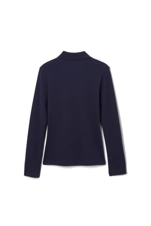 back view of  Long Sleeve Fitted Interlock Polo with Picot Collar (Feminine Fit)