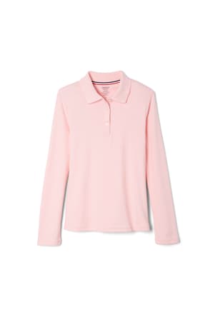 Product Image with Product code 1466,name  Long Sleeve Fitted Interlock Polo with Picot Collar (Feminine Fit)   color PINK 